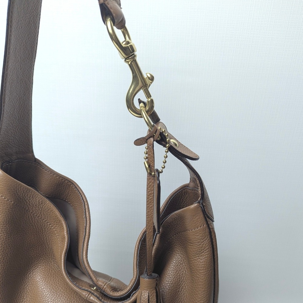 Coach Madison Phoebe Brown Pebbled Leather Shoulder Bag Hobo F23309 Large Tassel - Picture 8 of 10